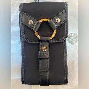 Versace Black and Gold Medusa phone case and card holder inside